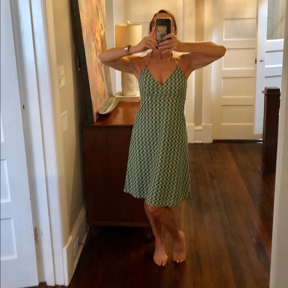 Green summer halter dress